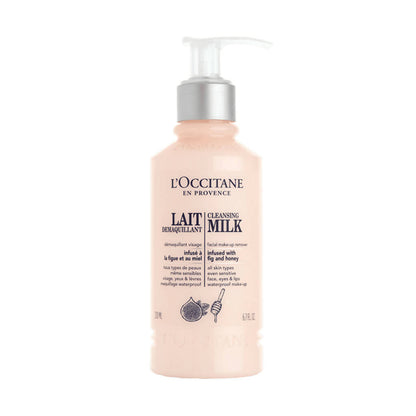 L'OCCITANE cleansing milk bottle on a white background