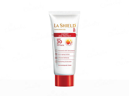 La Shield sunscreen gel tube on a white background