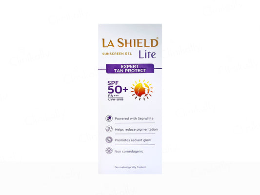 La Shield Lite sunscreen gel packaging on a white background