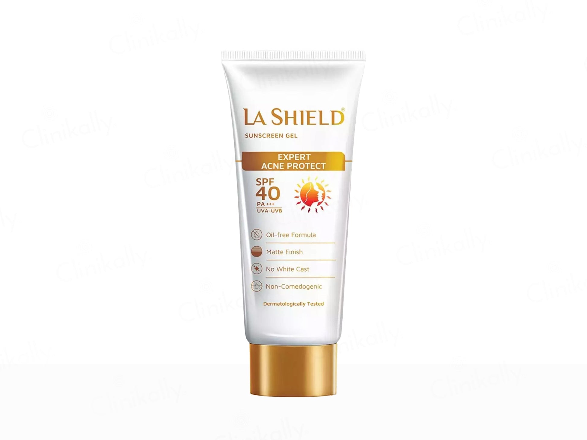 La Shield sunscreen gel tube on a white background