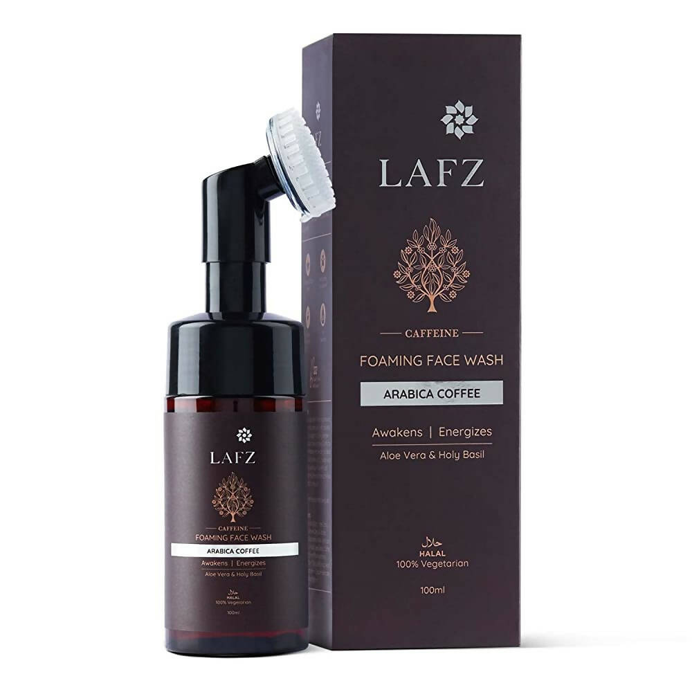 LAFZ caffeine foaming face wash with packaging on a white background