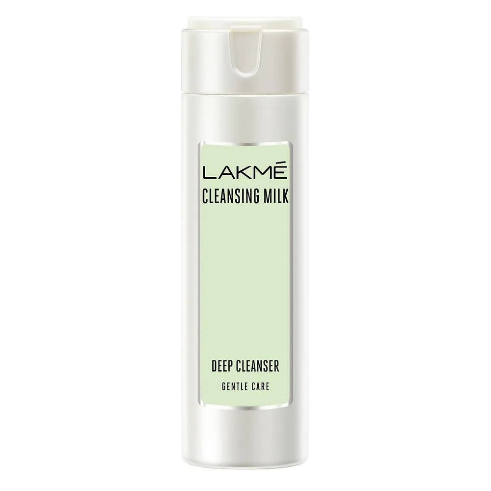 Lakme cleansing milk bottle on a white background