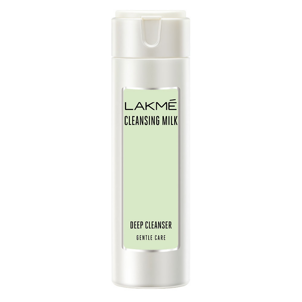 Lakme cleansing milk bottle on a white background