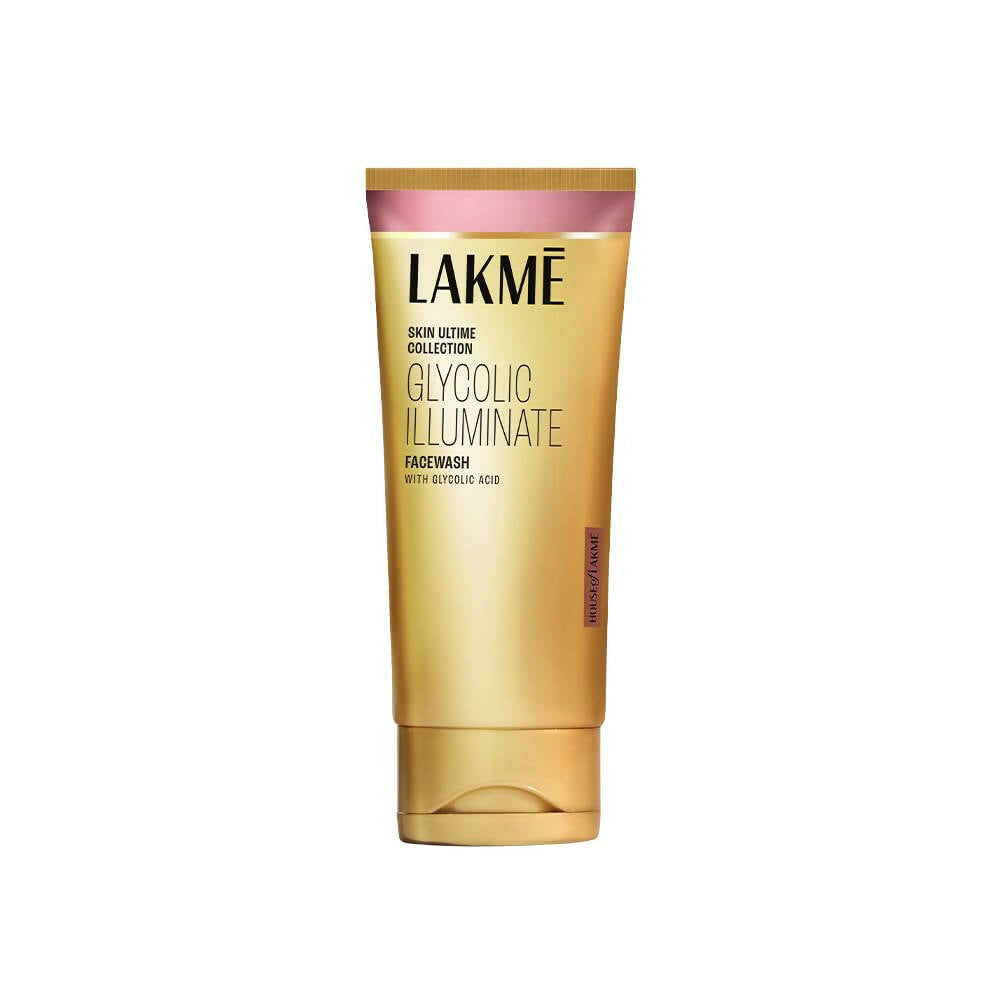 Lakme Glycolic Illuminate Facewash tube on a white background