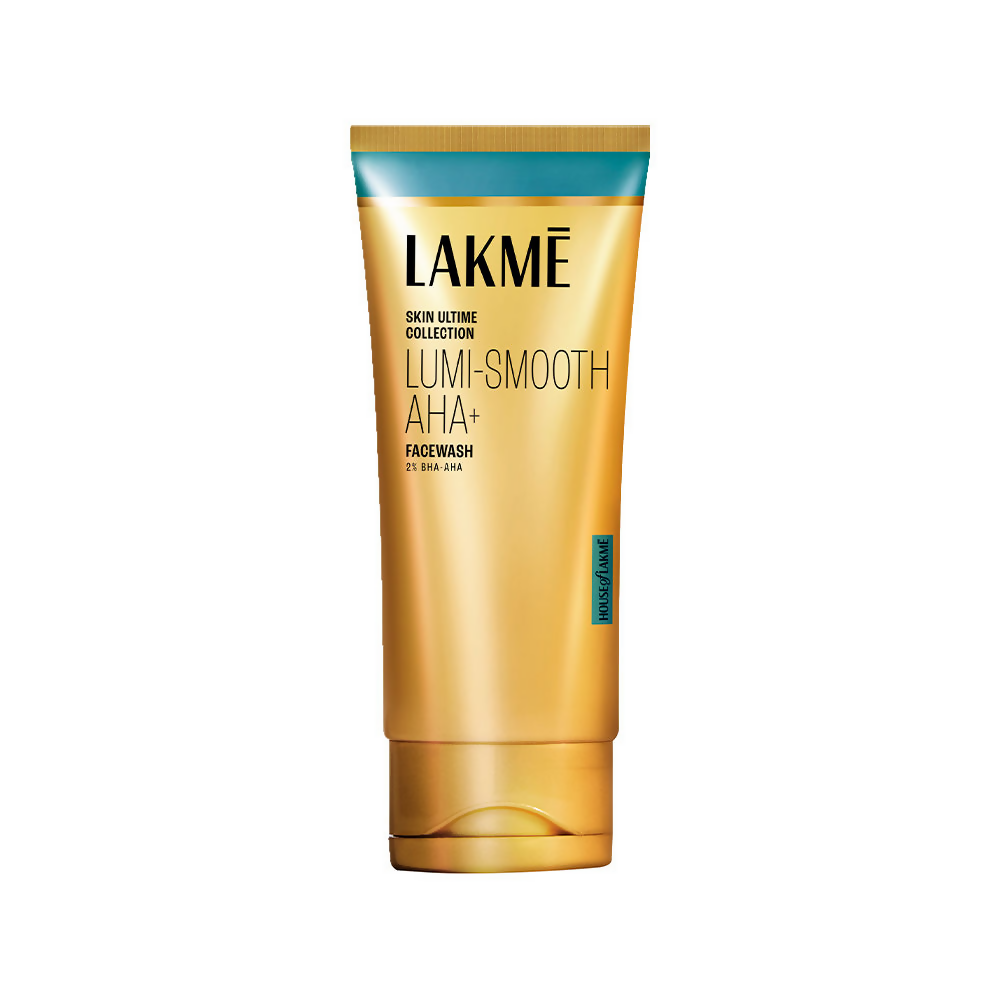 Lakme Lumi-Smooth AHA+ Face Wash tube on a white background
