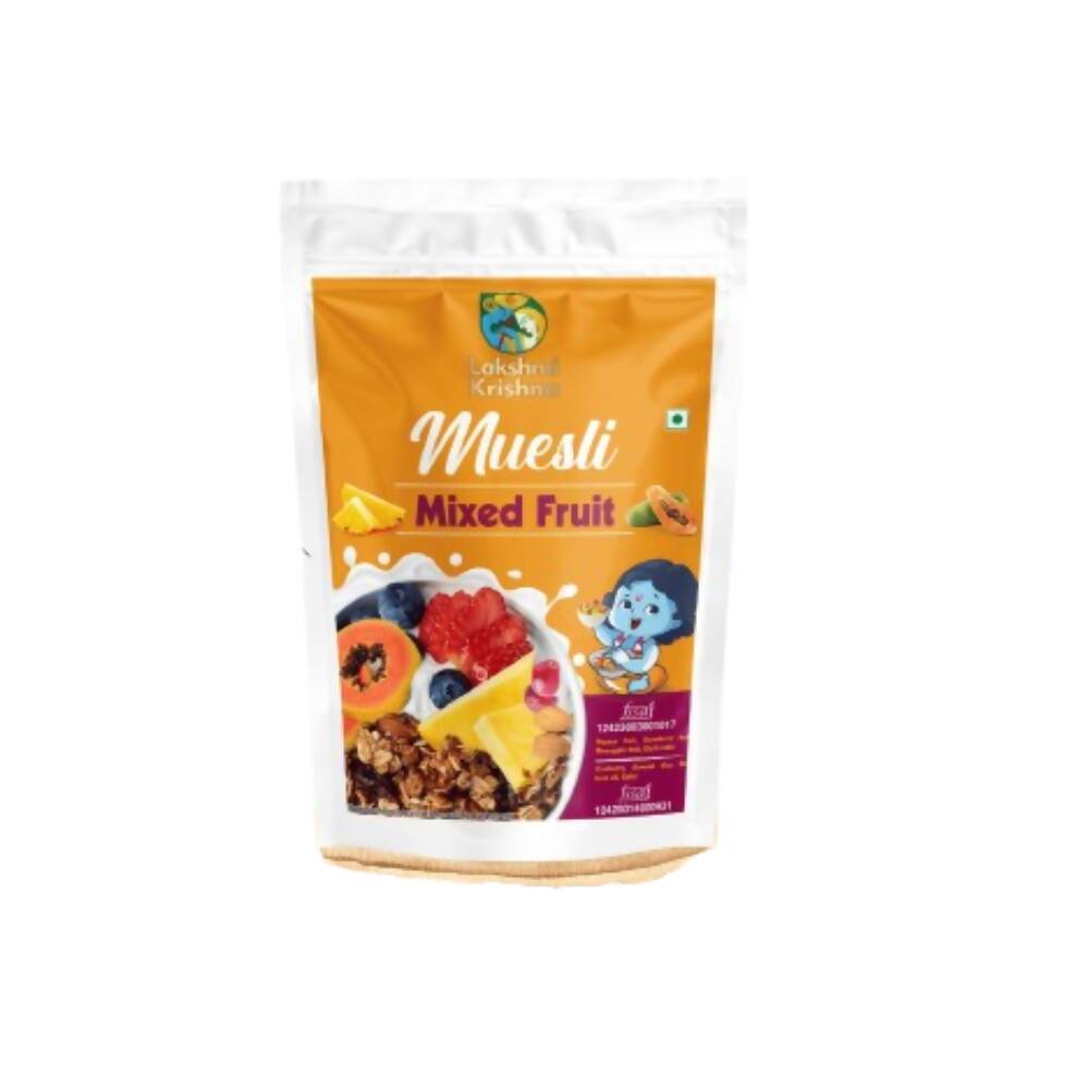 Package of 'Muesli Mixed Fruit' on a white background