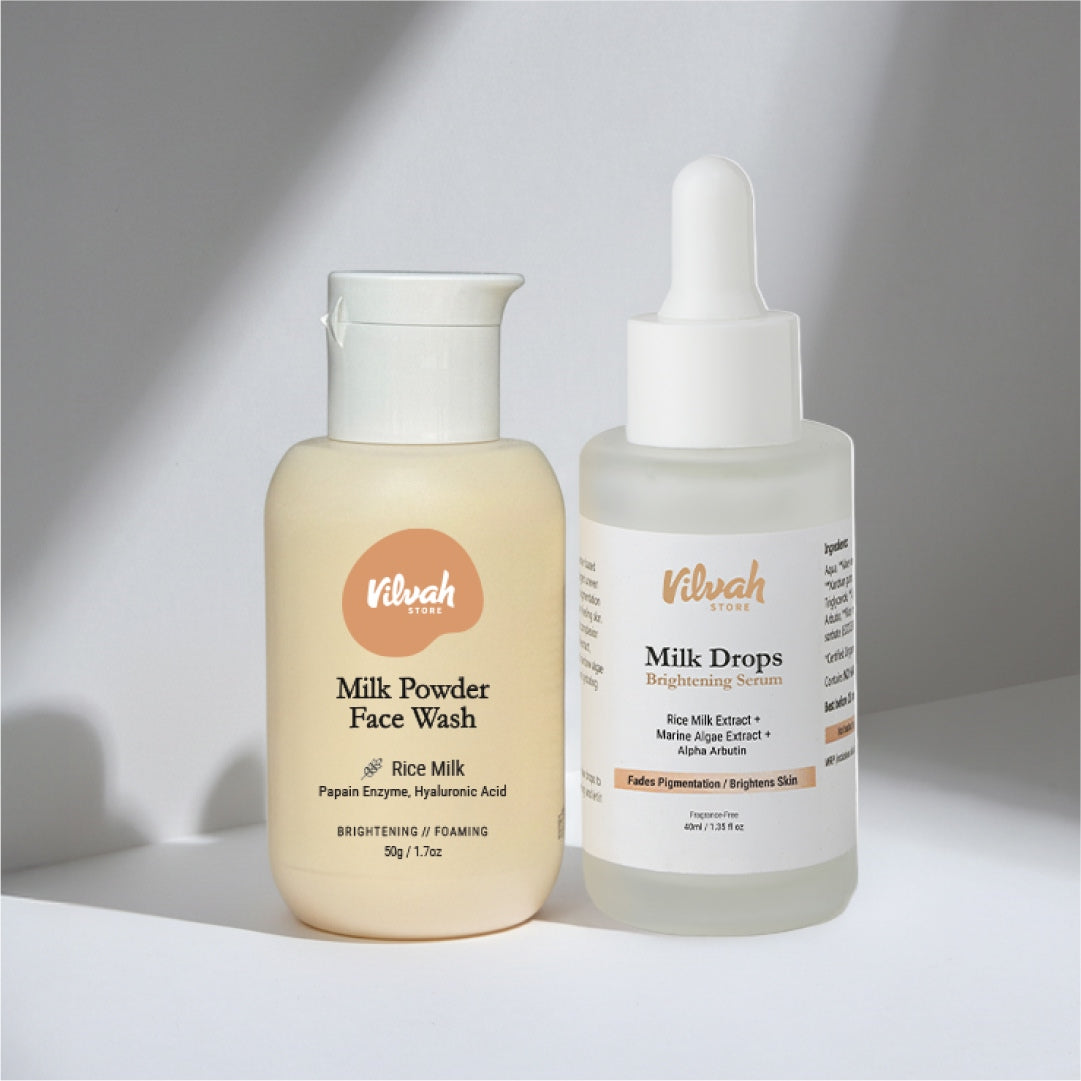 Two skincare products from Vilvah on a light background