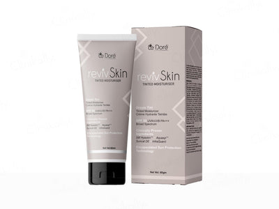 Tinted moisturizer with packaging on a white background