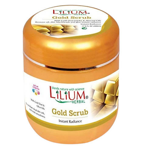 Lilium Herbal Gold Scrub jar on a white background
