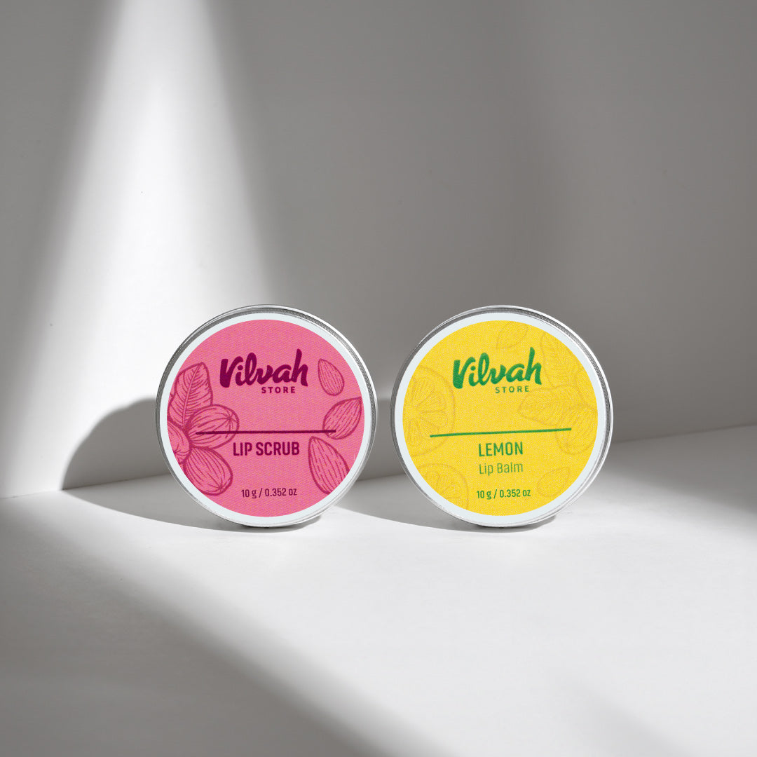 Two Vilvah lip products on a light gray background