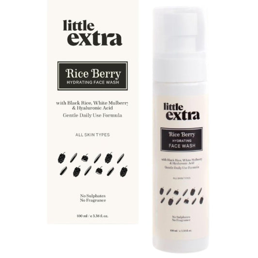 Little Extra Rice Berry Hydrating Face Wash with packaging on a white background