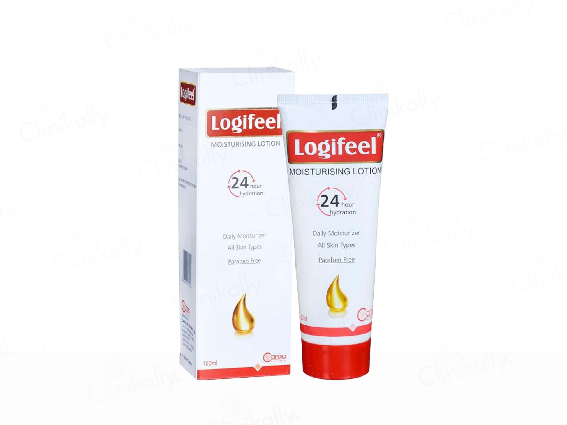 Logifeel moisturizing lotion with packaging on a white background
