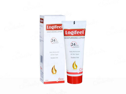 Logifeel moisturizing lotion with packaging on a white background