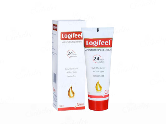 Logifeel moisturizing lotion with packaging on a white background