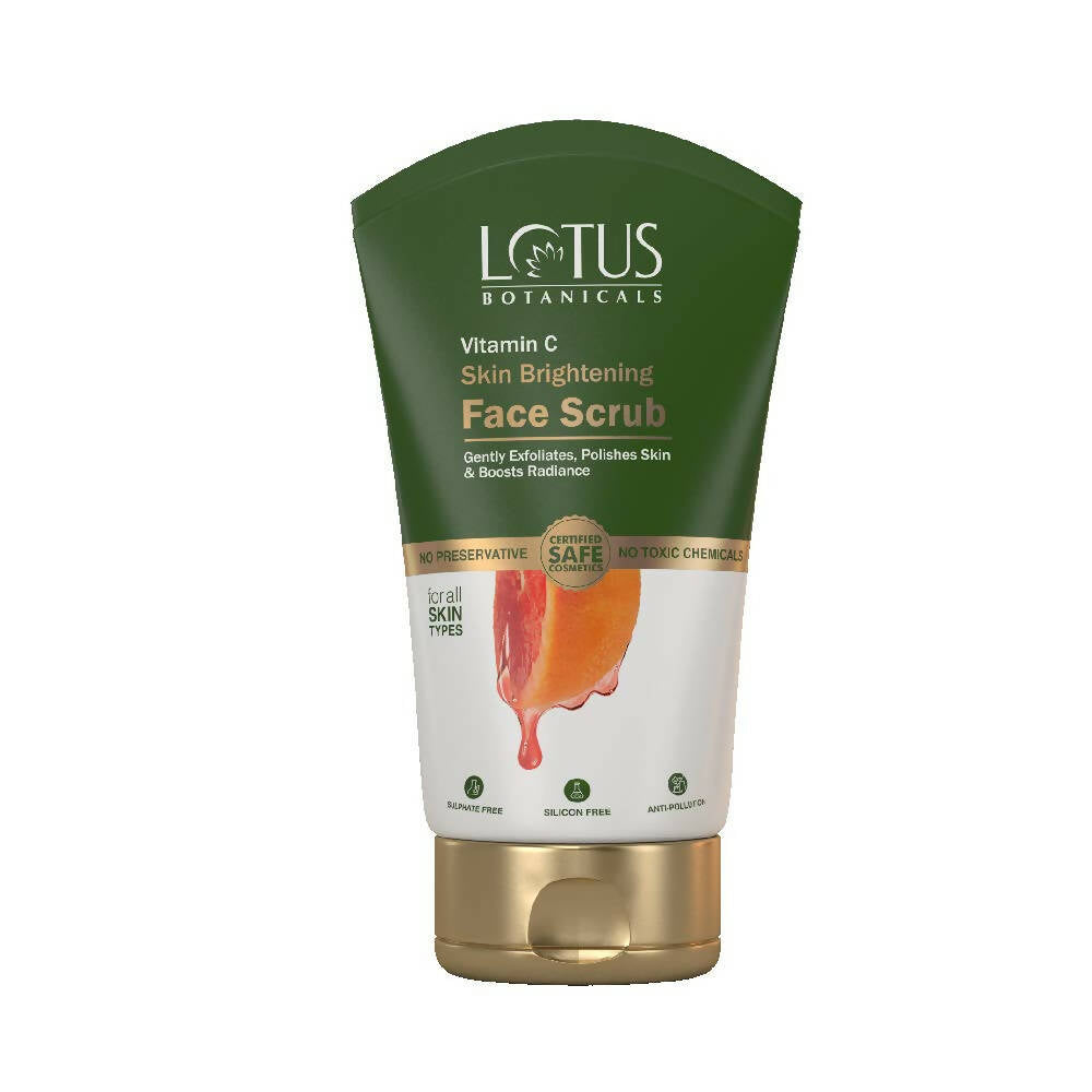 Tube of Lotus Botanicals Vitamin C Skin Brightening Face Scrub on a white background