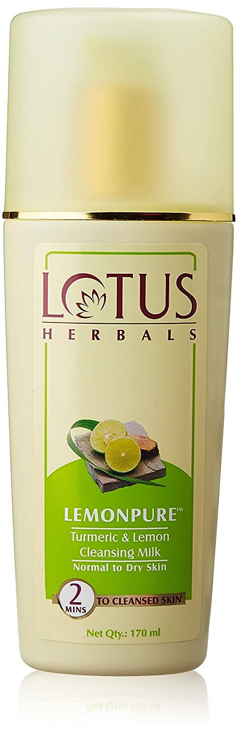 Lotus Herbals Lemonpure Cleansing Milk bottle on a white background