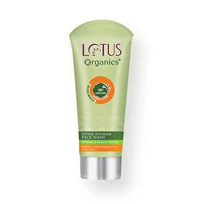Tube of Lotus Organics Divine Nourish Face Wash on a white background