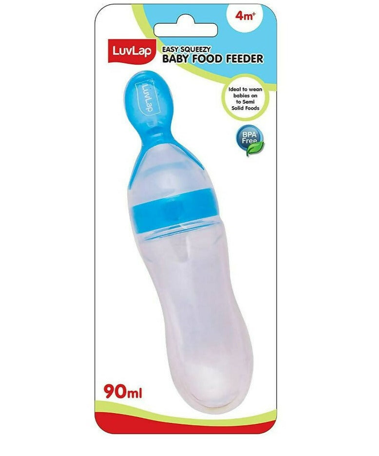 Luvlap baby food feeder with packaging on a white background