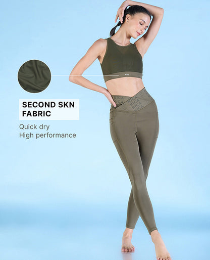 Kica Women High Impact & Full Coverage Mesh Sports Bra Olive