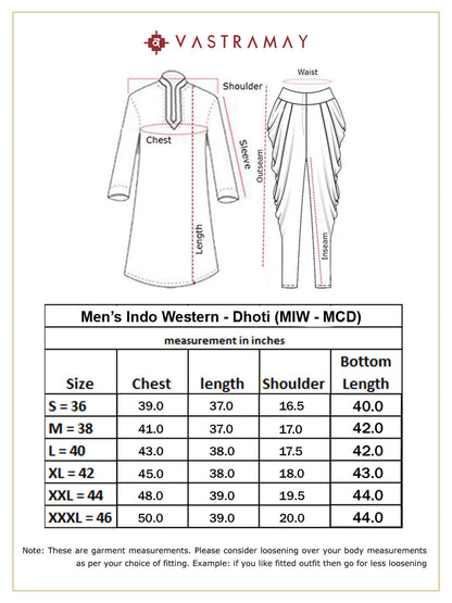 Men's Beige And Coffee Brown Jute Cotton Indo Western Set