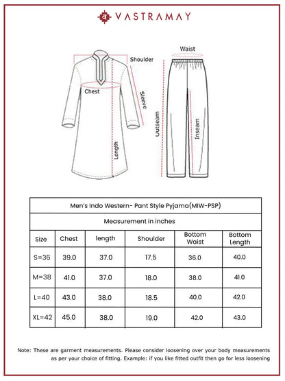 Men's Black Fox Geogette Indo Western And Pant Set