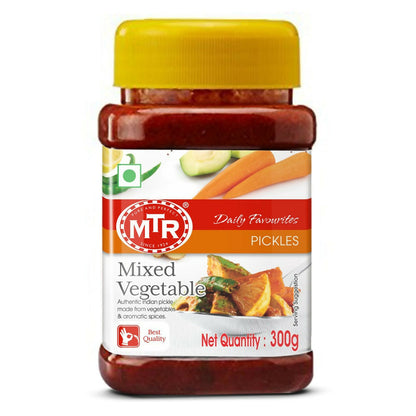 Jar of MTR Mixed Vegetable Pickles on a white background