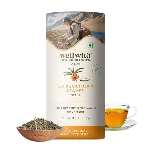 Wellwith Sea Buckthorn Raw Leaves Tea - Himalayan Herbal Leaf Tea