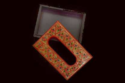 Nizalia Chinar Leaf Embossed Red Paper Mache Tissue Paper Holder - Limited Time Offer