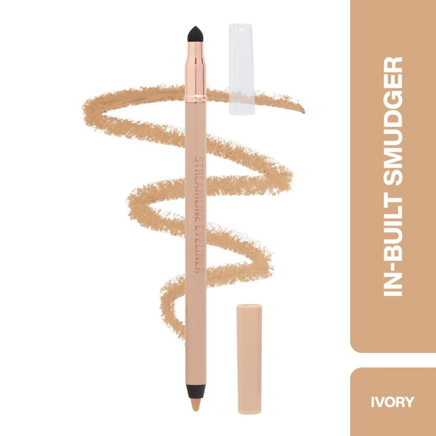 Makeup Revolution Streamline Waterline Eyeliner Pencil-Ultra Creamy Smudge Proof Smokey Looks - Ivory