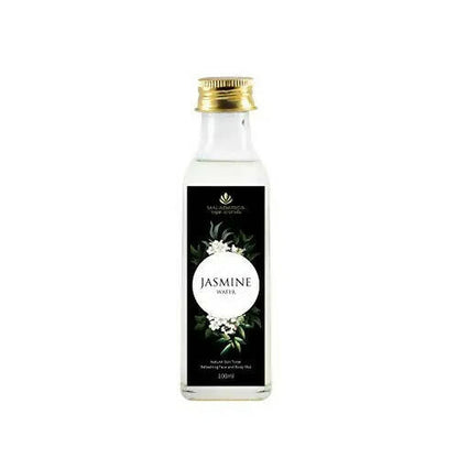 Bottle of jasmine water with a black label on a white background