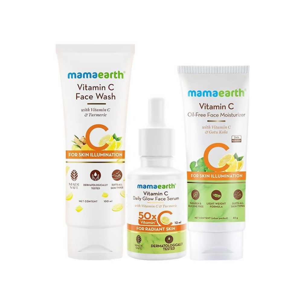 Mamaearth Vitamin C skincare products on a white background
