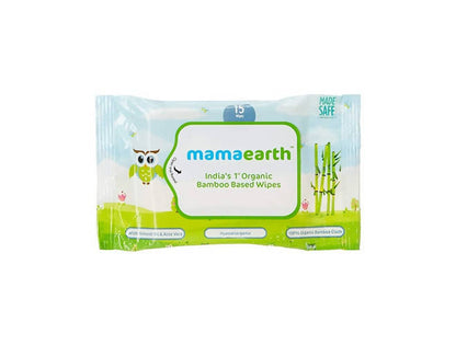 Mamaearth organic bamboo-based wipes packaging on a white background