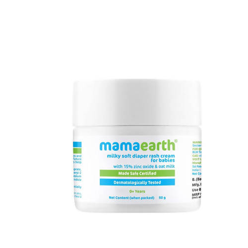 Mamaearth milky soft diaper rash cream jar on a white background