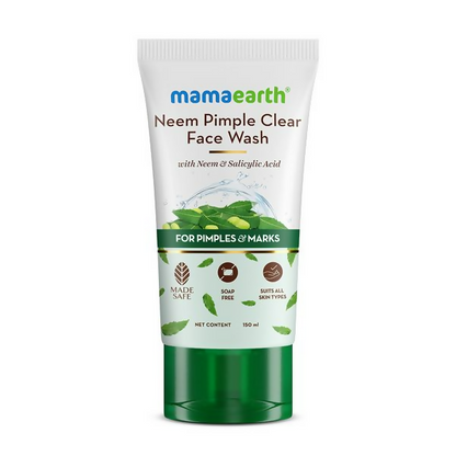 Mamaearth Neem Pimple Clear Face Wash tube on a white background