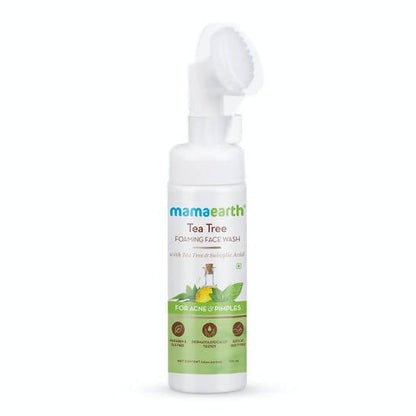 A pump bottle of Mamaearth Tea Tree Foaming Face Wash with Tea Tree & Salicylic Acid