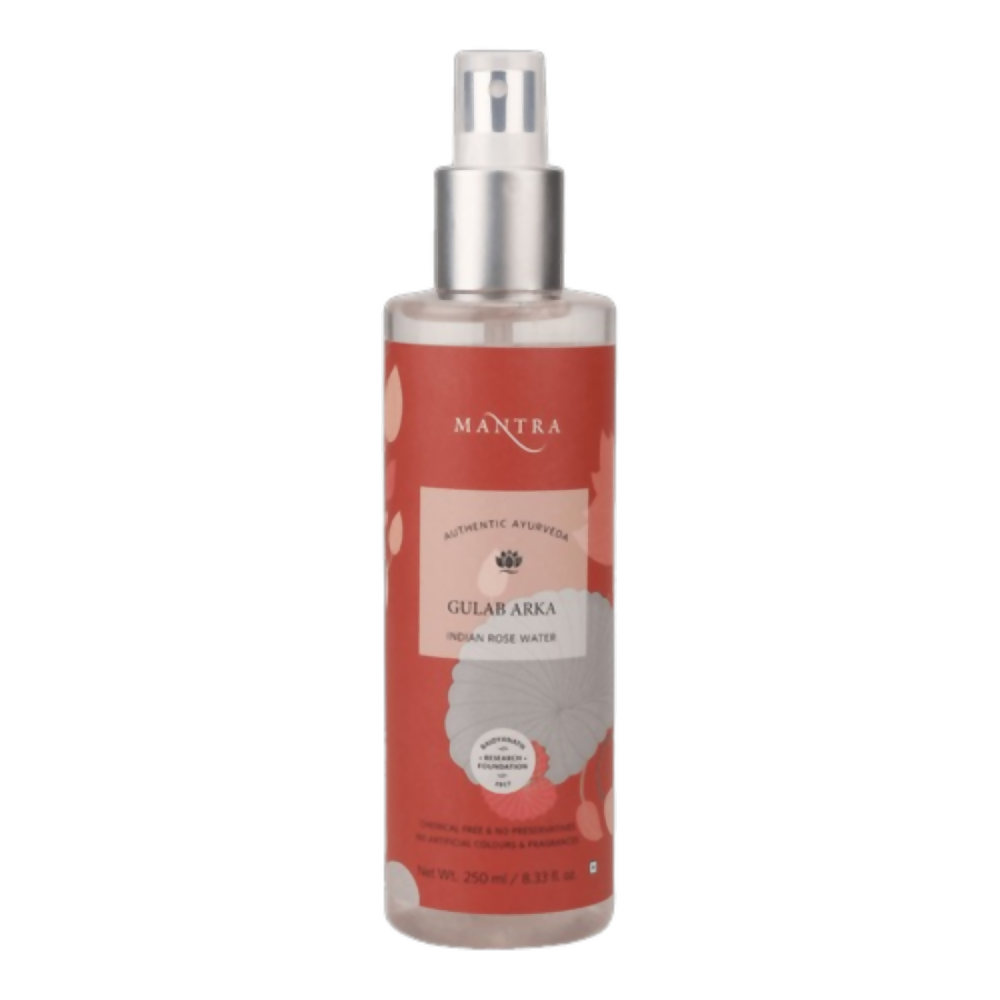 Bottle of Mantra Gular Arka with a red label on a white background