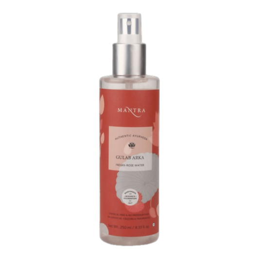 Bottle of Mantra Gular Arka with a red label on a white background