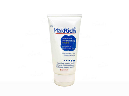 MaxRich intensive moisturizing lotion tube on a white background