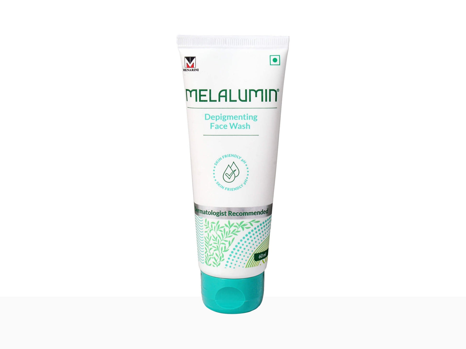 Melalumin despigmenting face wash tube on a white background