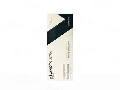 Product packaging for 'Melano TX Ultra' on a white background