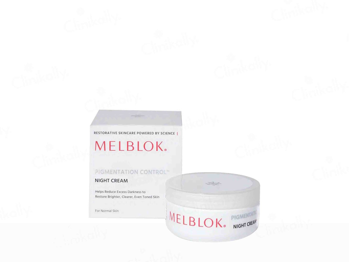 Melblok night cream jar and box on a white background