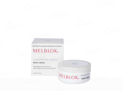 Melblok night cream jar and box on a white background