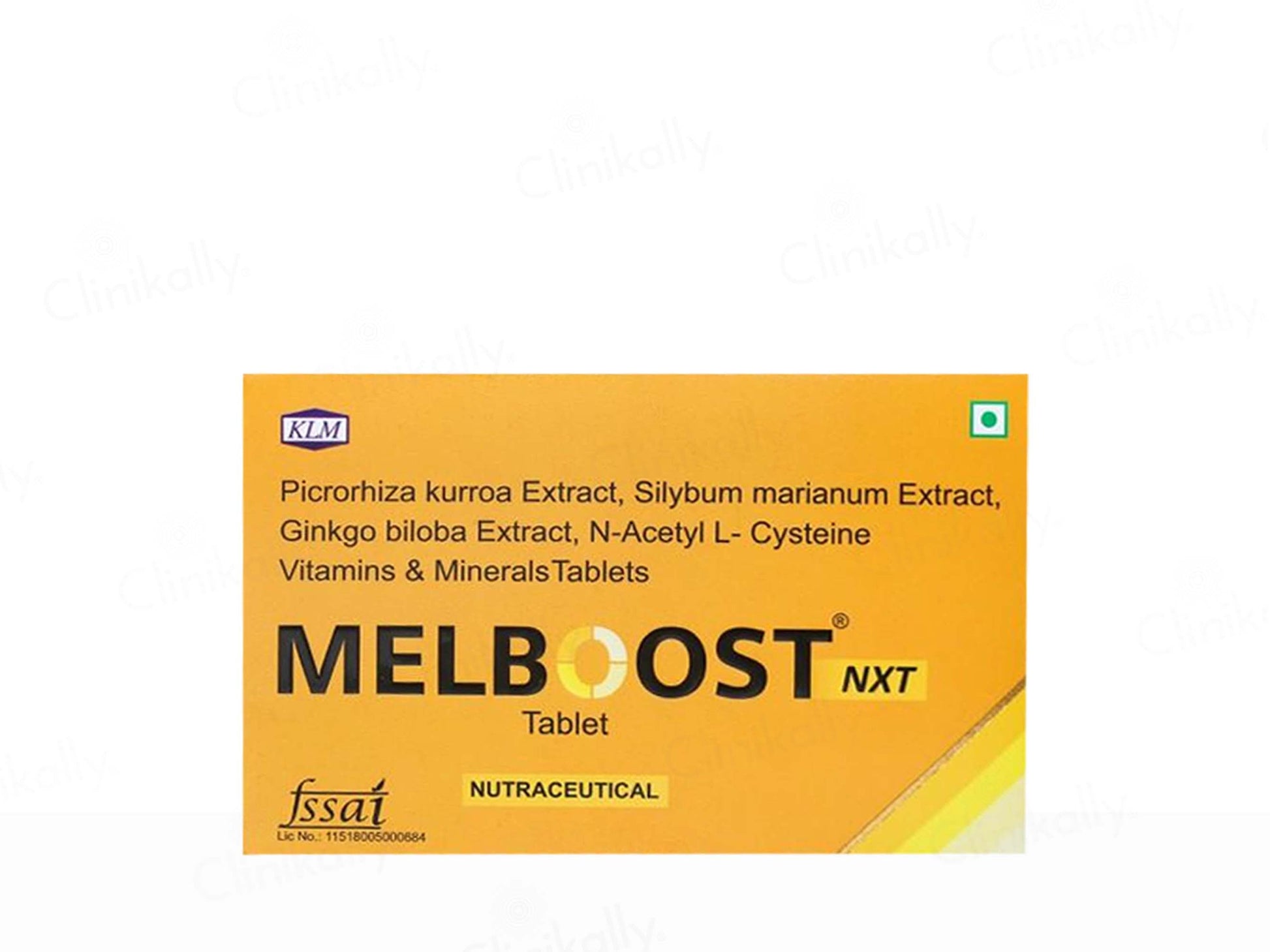 Box of Melboost NXT tablets with ingredients listed on a white background
