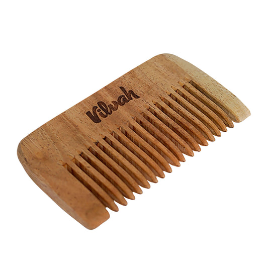 Wooden comb with 'Vilsh' branding on a white background