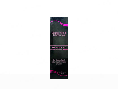 Shampoo bottle with black label featuring pink text on a white background