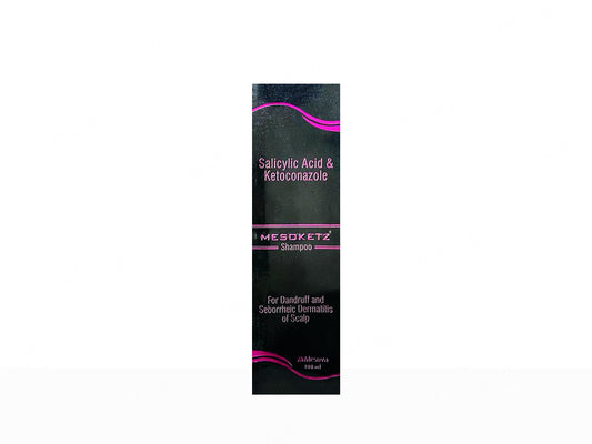 Shampoo bottle with black label featuring pink text on a white background