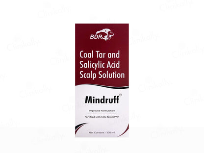 Mindruff Coal Tar and Salicylic Acid Scalp Solution packaging on a white background