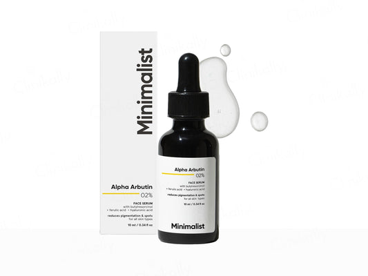 Alpha Arbutin face serum with dropper and packaging on a white background