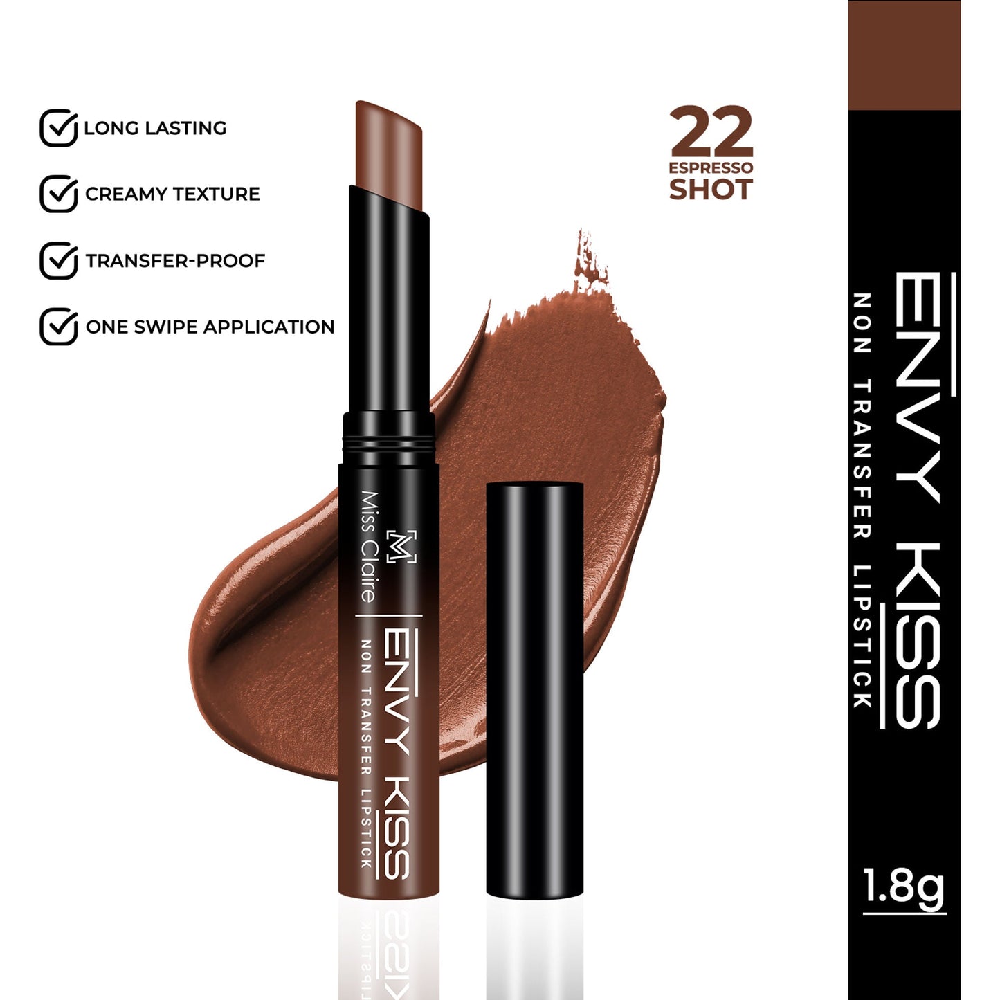 Miss Claire Envy Kiss Non Transfer Lipstick - 22 Espresso Shot