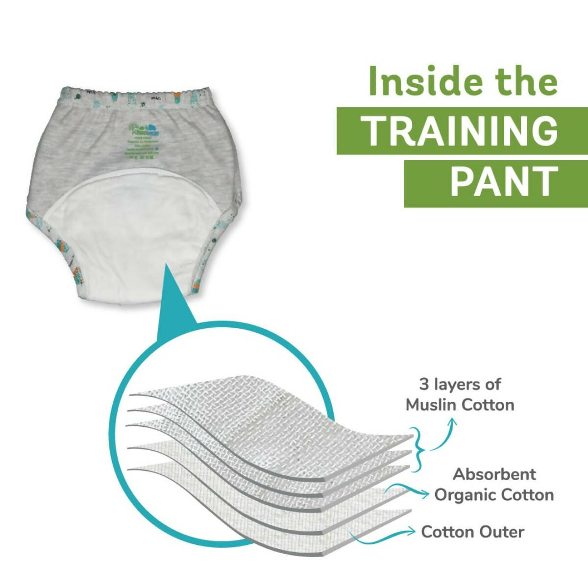 Kindermum Cotton Padded Pull Up Training Pants/ Padded Underwear˜For Kids-Autumn Animals Set of 2 pcs